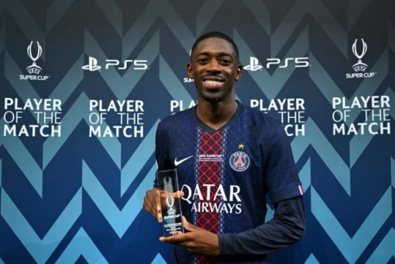 逆转功臣！登贝莱当选欧洲超级杯全场最佳